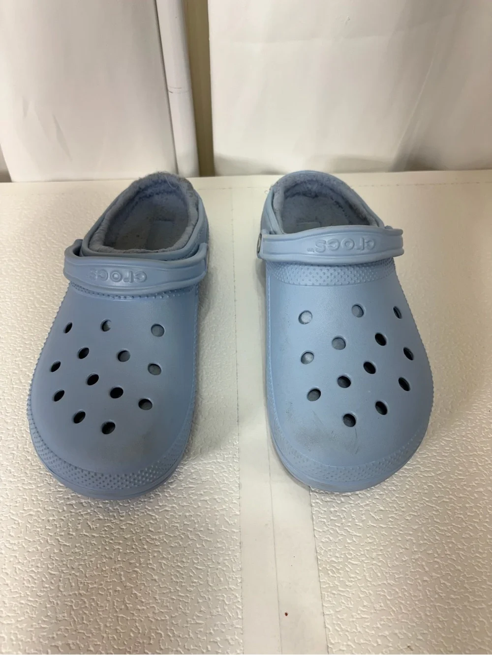 CROCS Light Blue Fuzz-Lined Slip-On Clogs 198